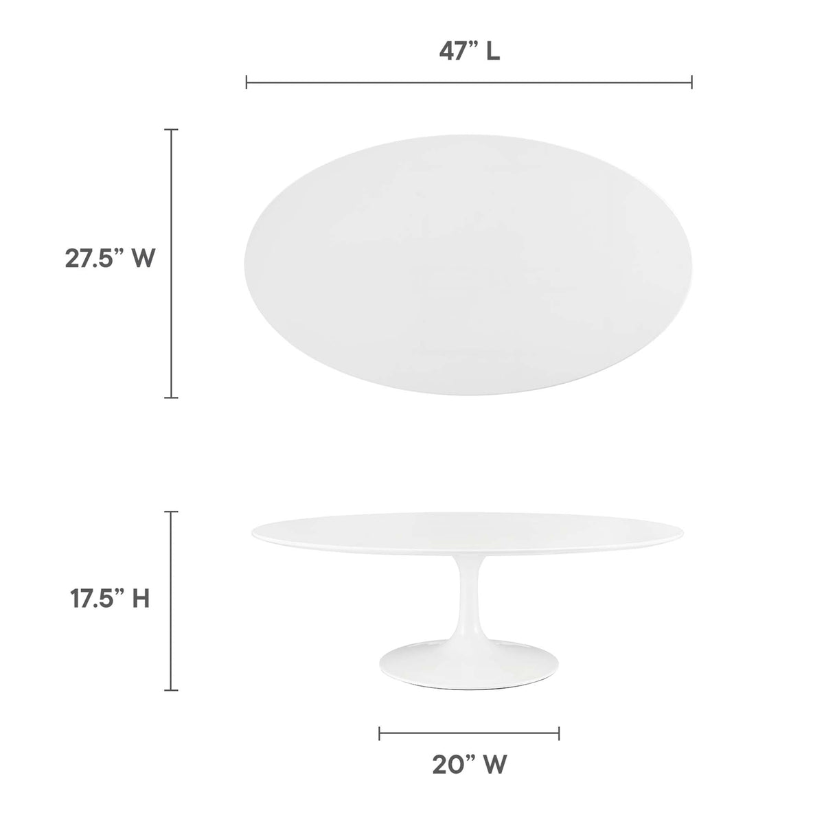 Lippa White 48" Oval-Shaped Wood Coffee Table - Ornate Home