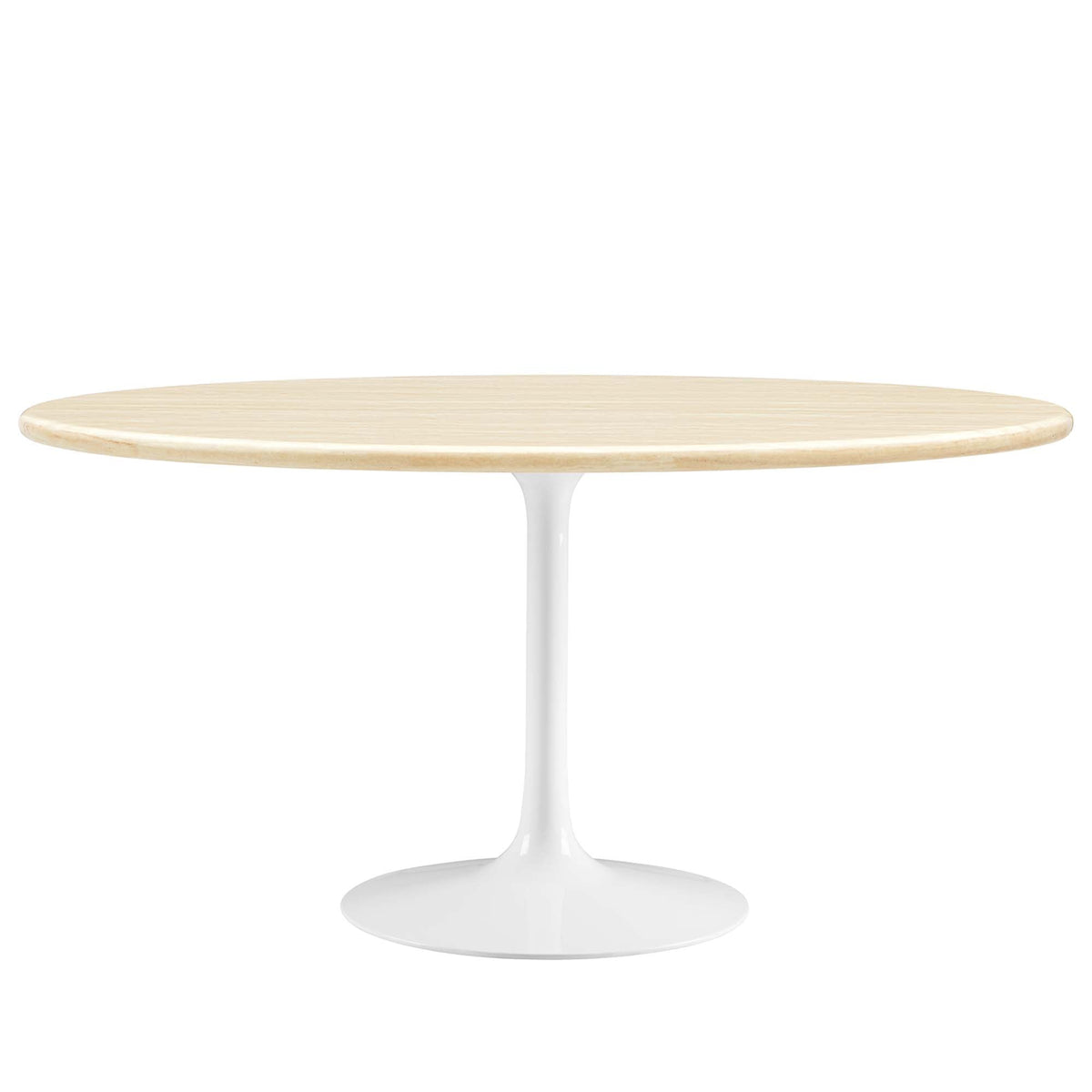 Lippa White 60" Oval Faux Travertine Dining Table - Ornate Home