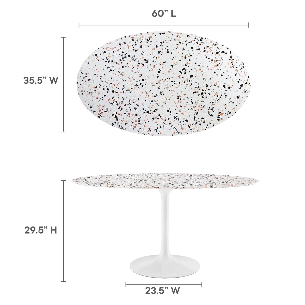 Lippa White 60" Oval Terrazzo Dining Table - Ornate Home