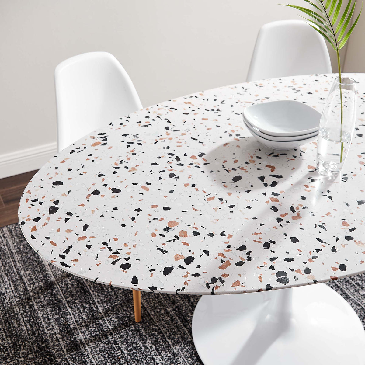 Lippa White 60" Oval Terrazzo Dining Table - Ornate Home
