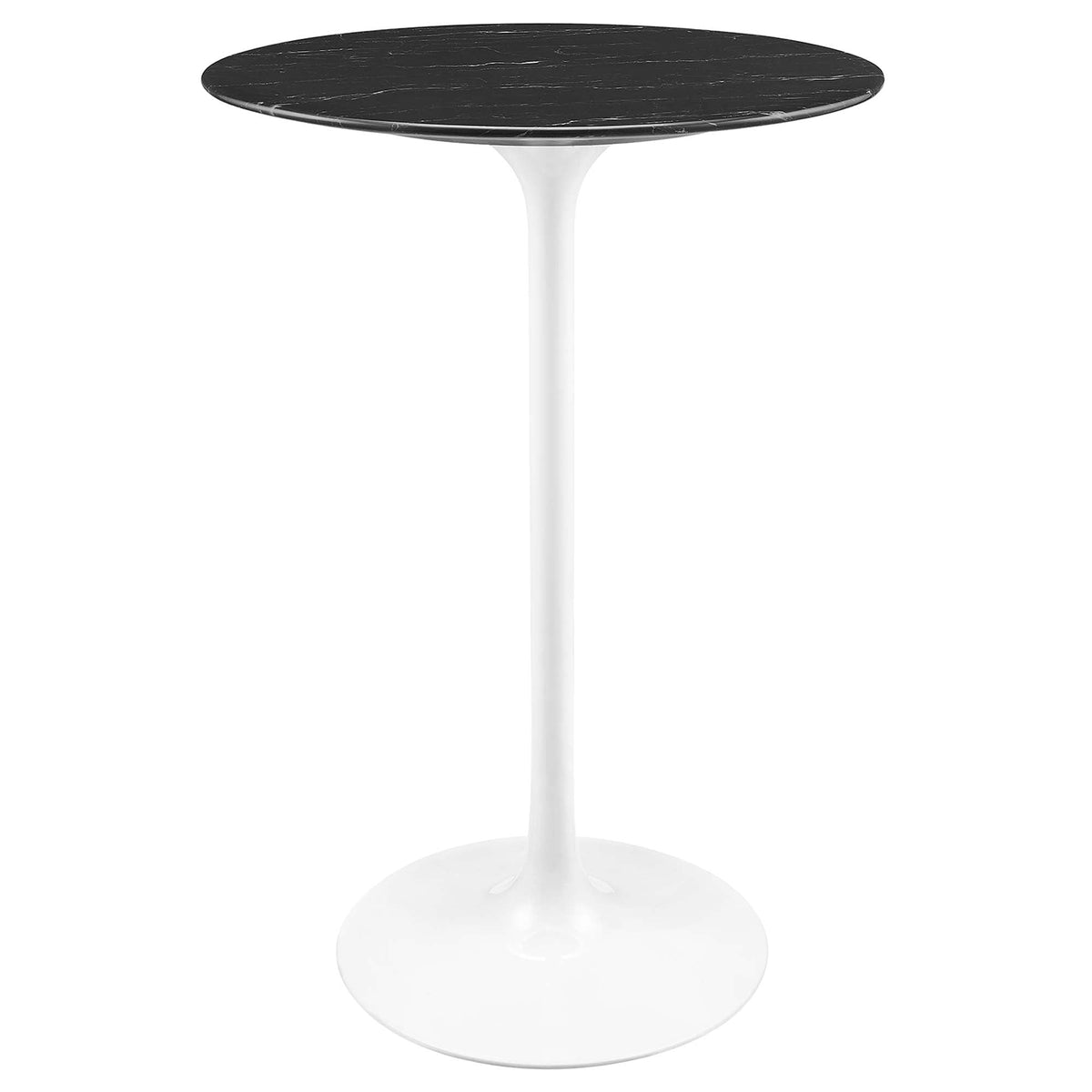 Lippa White/Black 28" Round Faux Marble Bar Table - Ornate Home