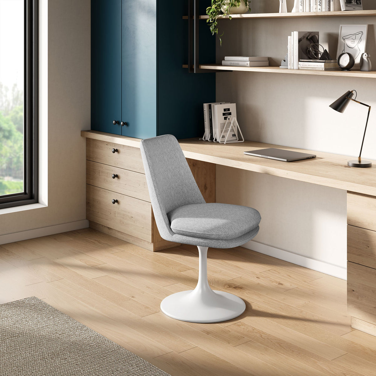 Lippa White/Light Gray Swivel Dining Upholstered Side Chair - Ornate Home