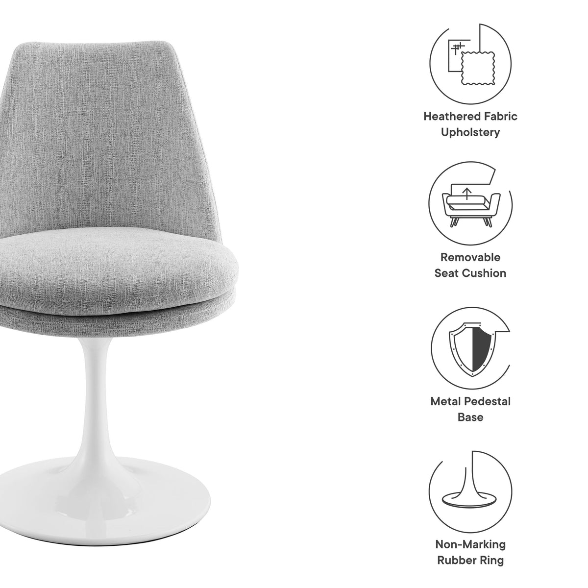 Lippa White/Light Gray Swivel Dining Upholstered Side Chair - Ornate Home