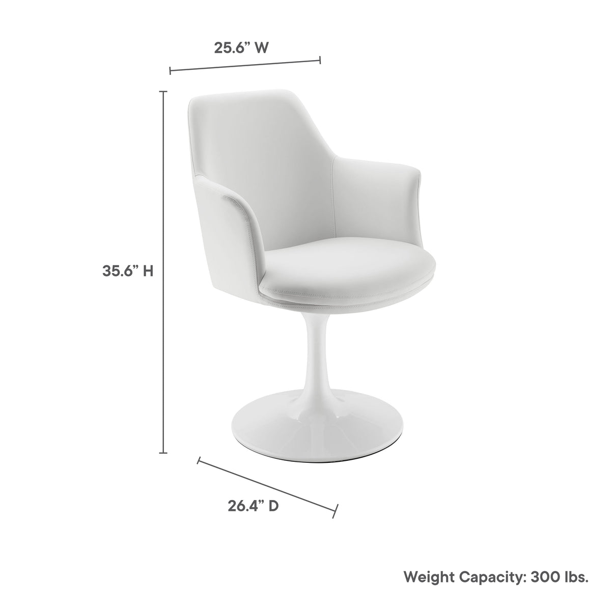 Lippa White Swivel Dining Vegan Leather Armchair - Ornate Home