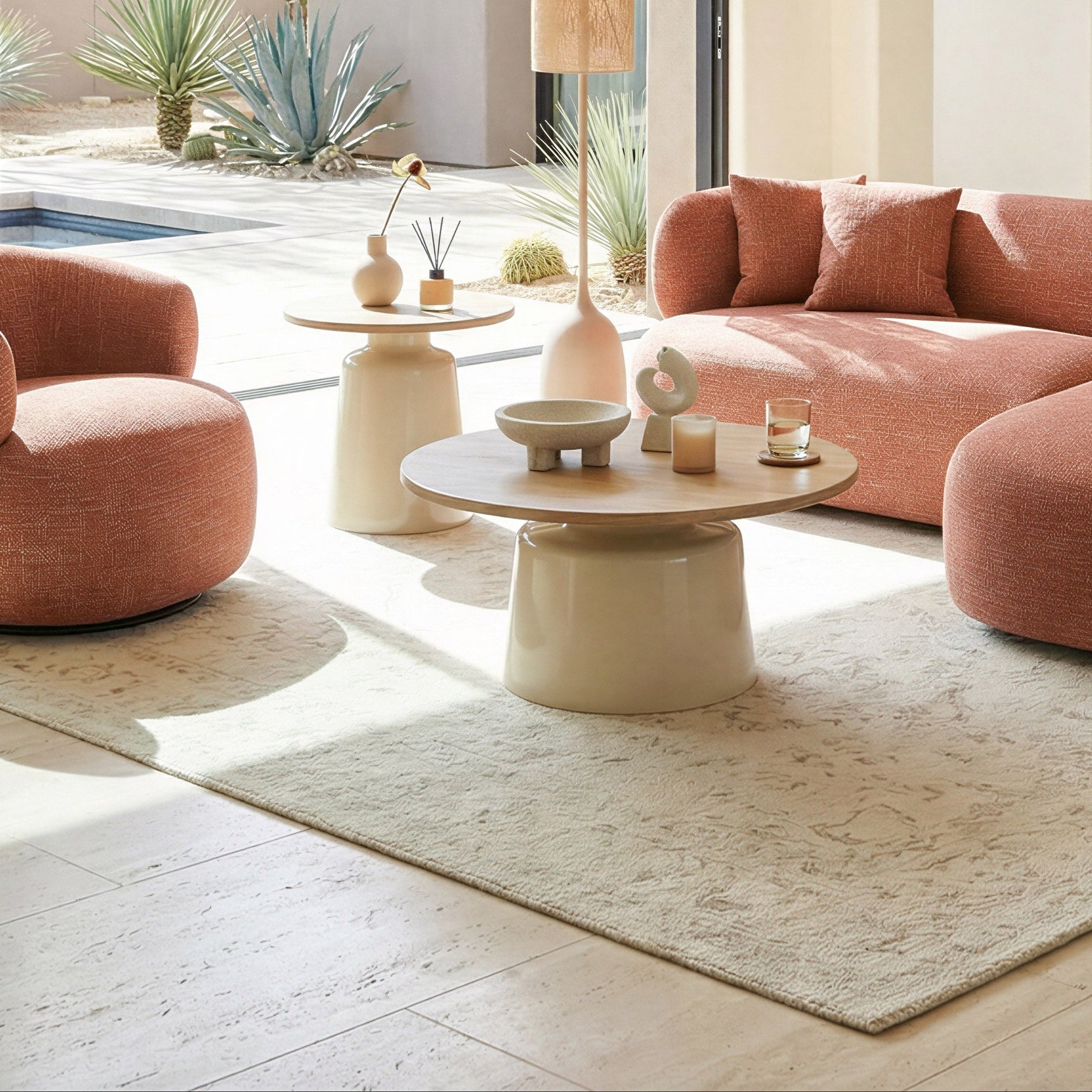 Lireen Natural & Ivory Coffee Table Set (2-Piece) - Ornate Home