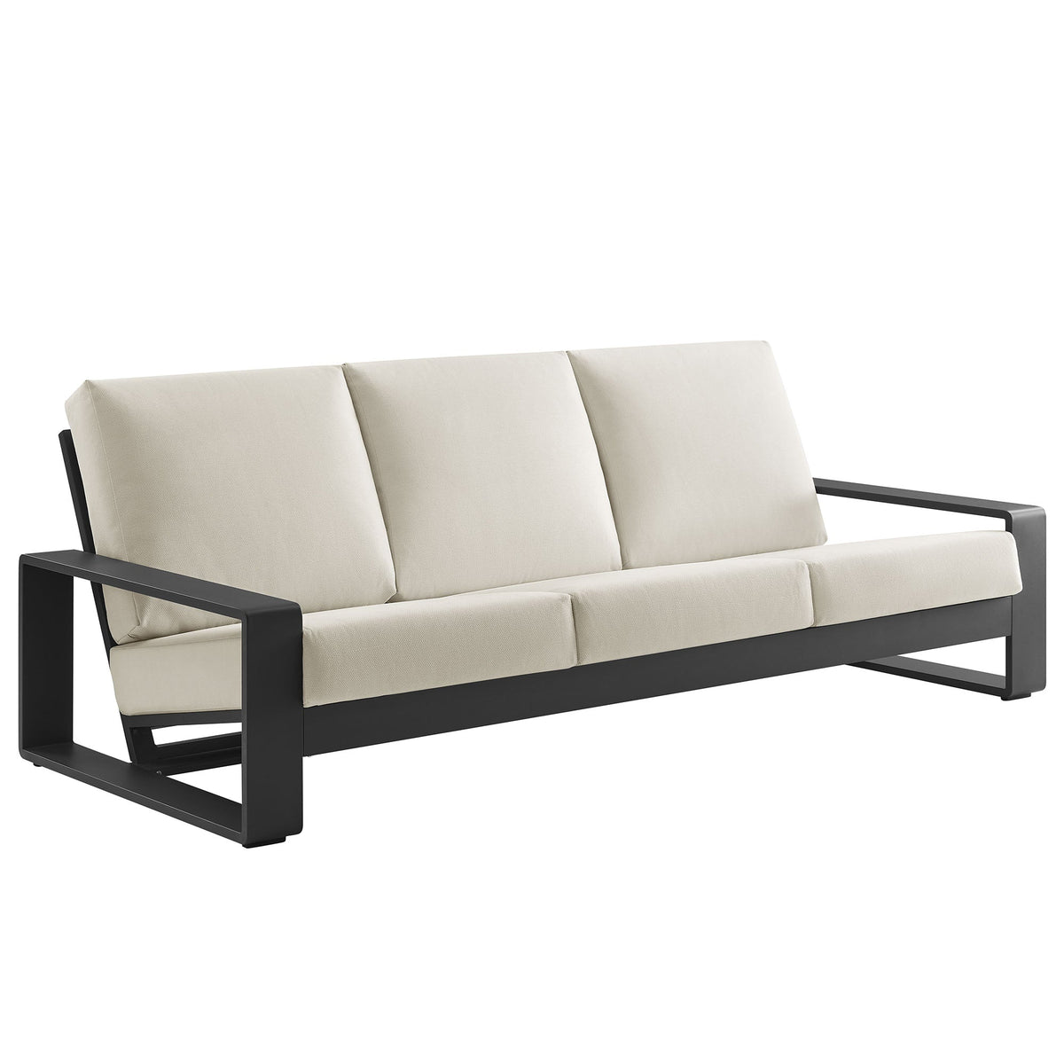 Lirienne Cream/Gray Outdoor Patio Aluminum Sofa - Ornate Home