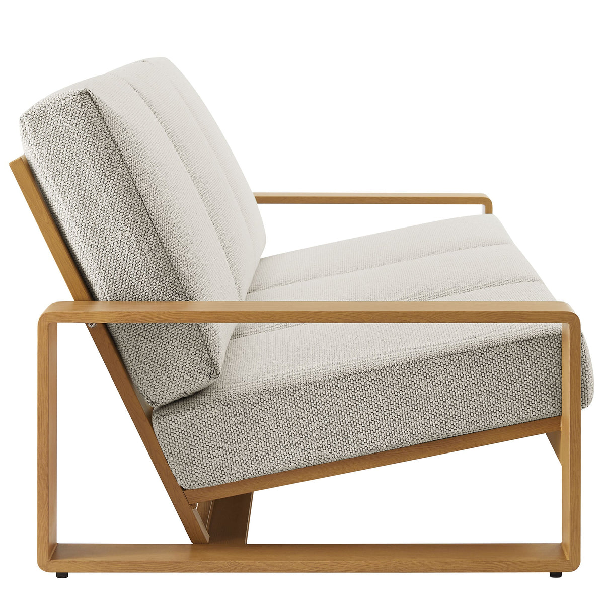 Lirienne Ivory/Natural Outdoor Patio Aluminum Faux Wood Sofa - Ornate Home
