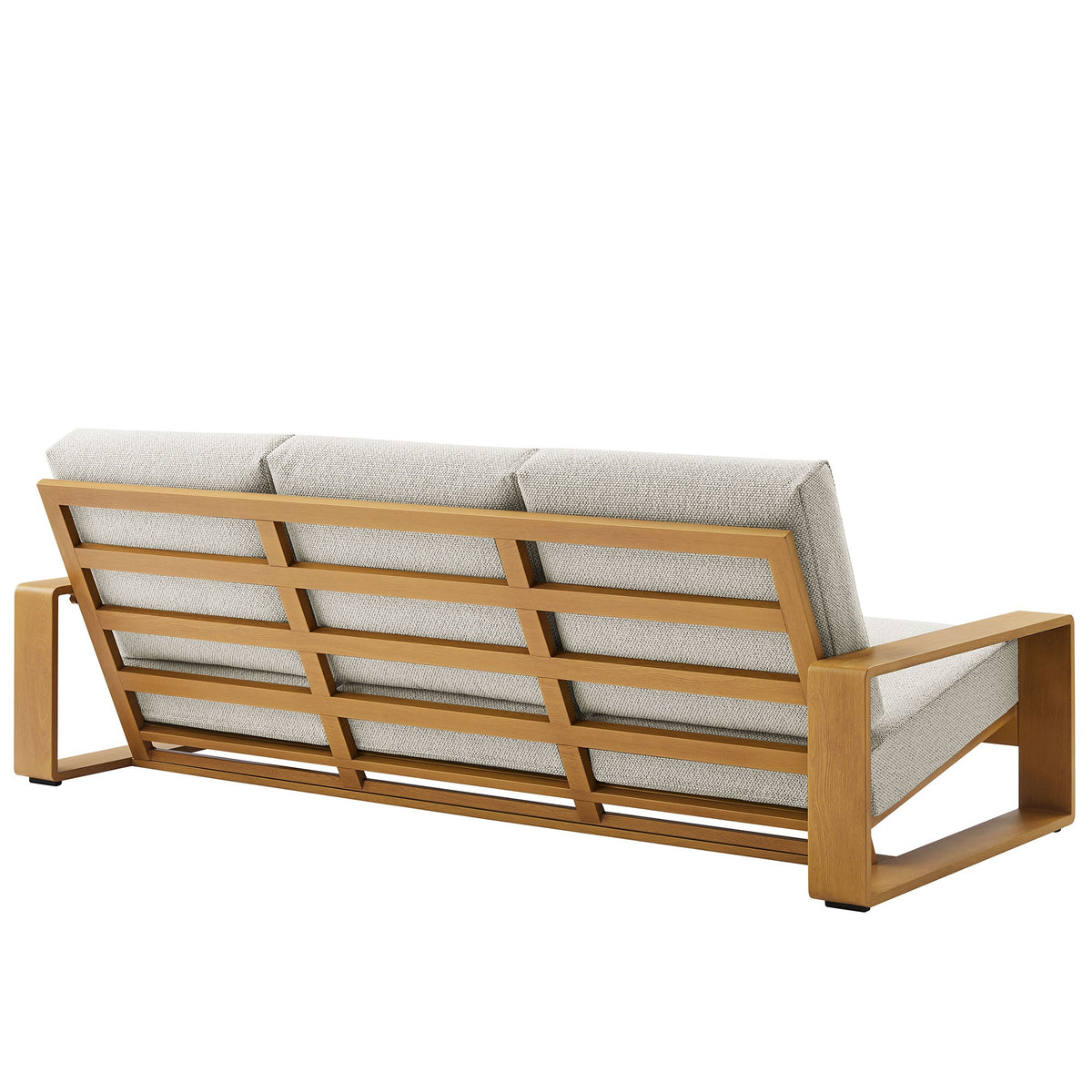 Lirienne Ivory/Natural Outdoor Patio Aluminum Faux Wood Sofa - Ornate Home