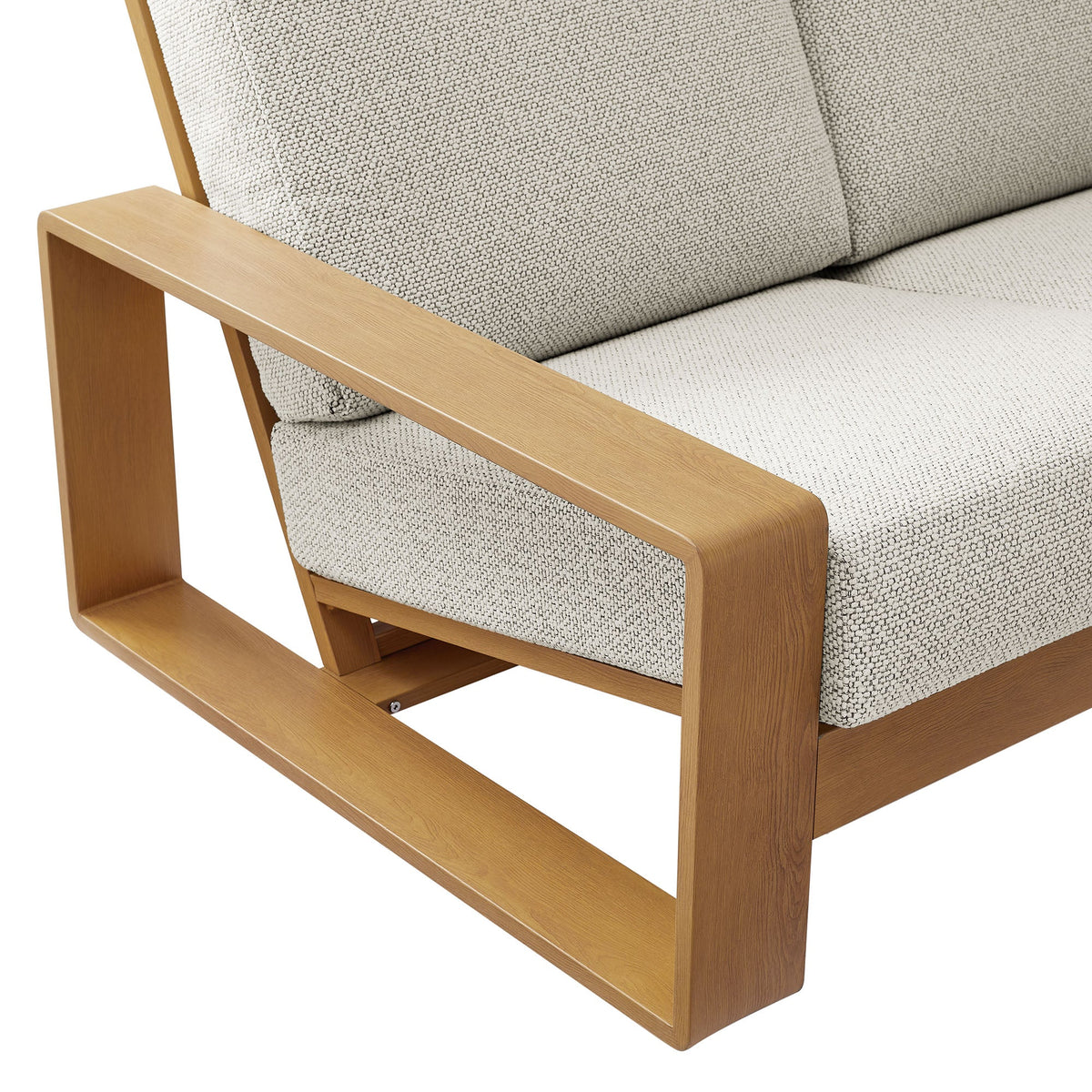 Lirienne Ivory/Natural Outdoor Patio Aluminum Faux Wood Sofa - Ornate Home