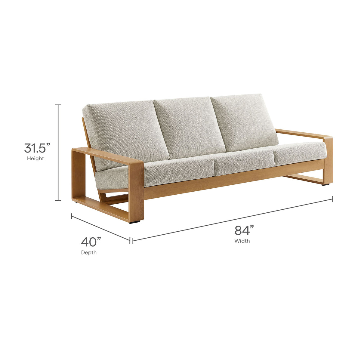 Lirienne Ivory/Natural Outdoor Patio Aluminum Faux Wood Sofa - Ornate Home