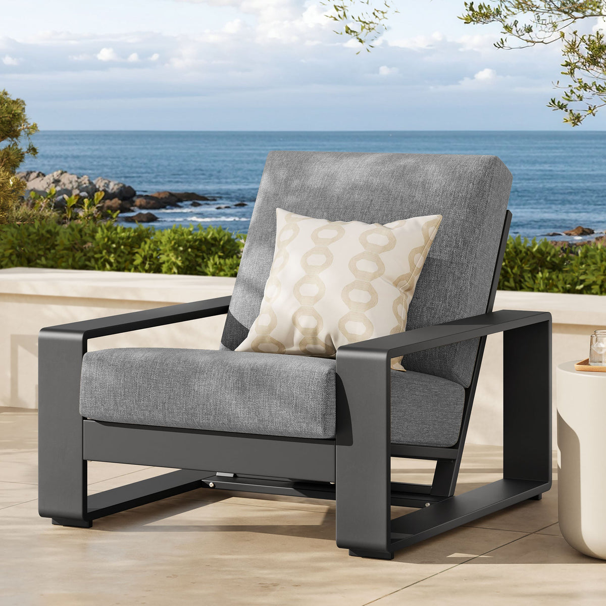 Lirienne Light Gray/Gray Outdoor Patio Aluminum Armchair - Ornate Home