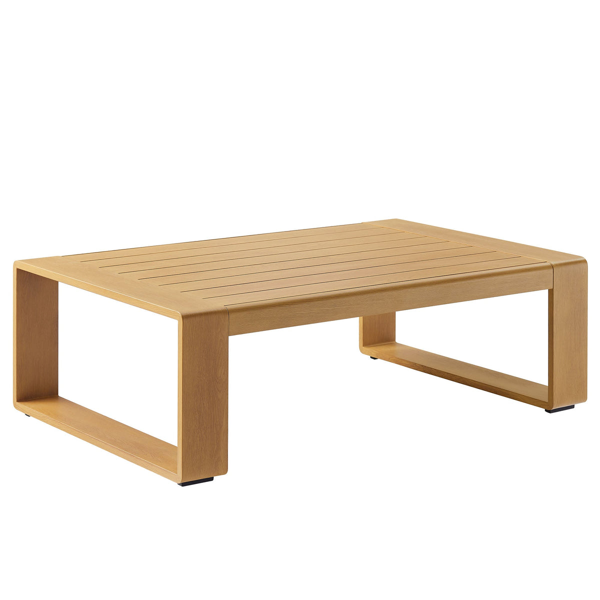 Lirienne Natural Outdoor Patio Aluminum Faux Wood Coffee Table - Ornate Home