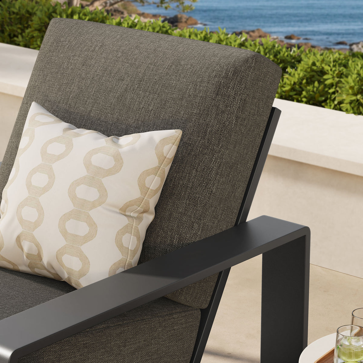 Lirienne Smoke Outdoor Patio Aluminum Armchair - Ornate Home
