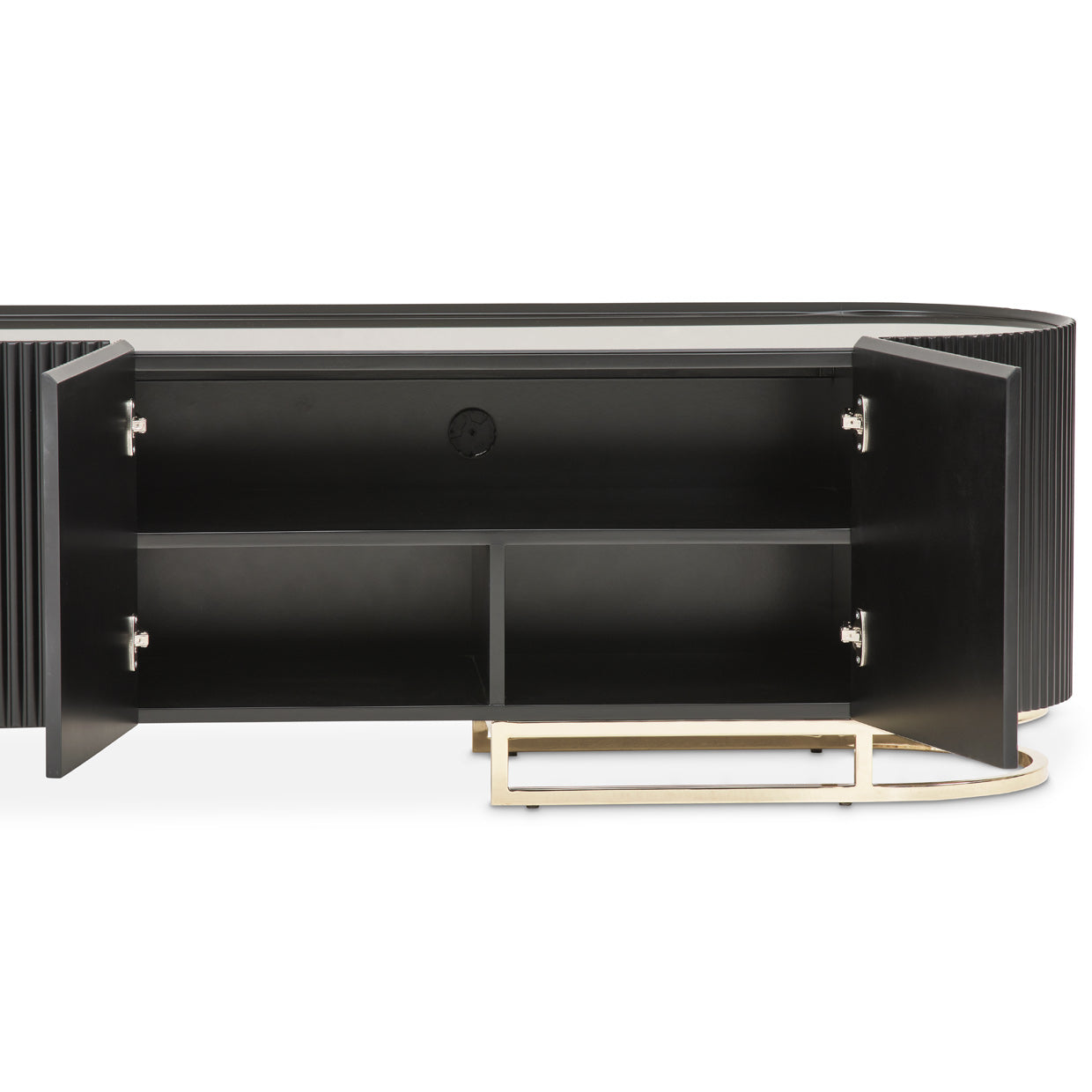 Lisbon Silken Matte Black Media Cabinet - Ornate Home