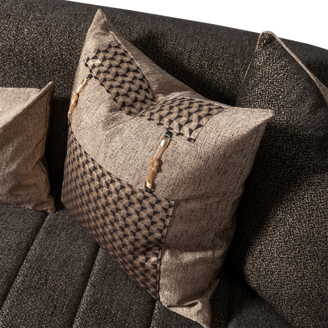 Lisbon Silken Matte Black/Onyx Sofa - Ornate Home