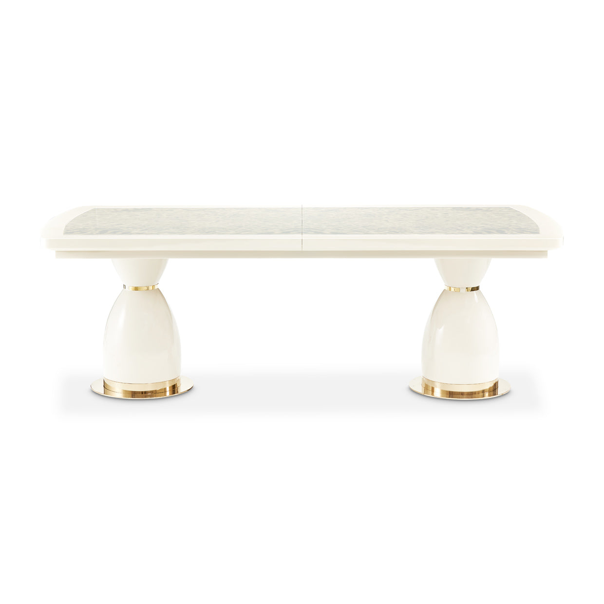 Lisbon Silken Matte Cream Double Pedestal Dining Table - Ornate Home
