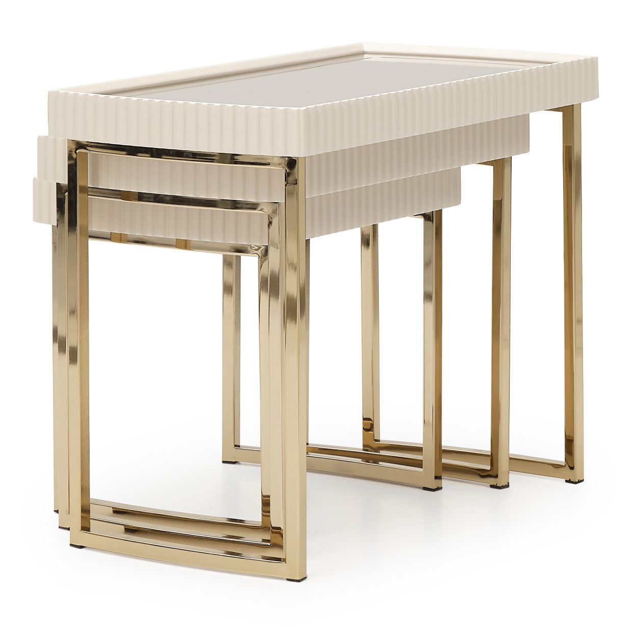 Lisbon Silken Matte Cream Nesting Tables (Set of 3) - Ornate Home