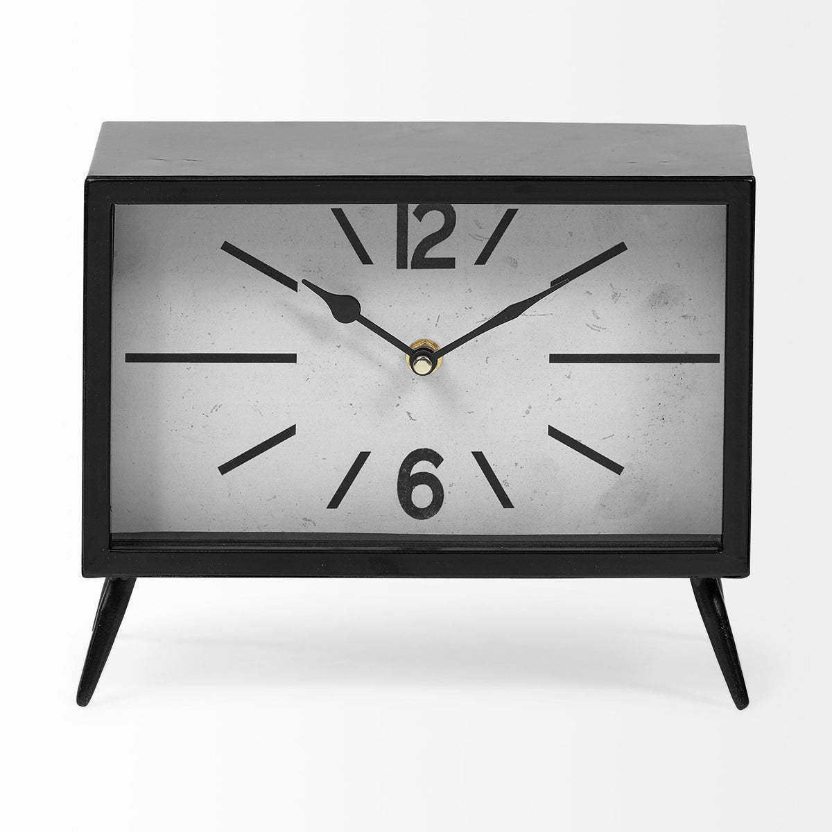Lita Black Metal Rectangular Table Clock - Ornate Home