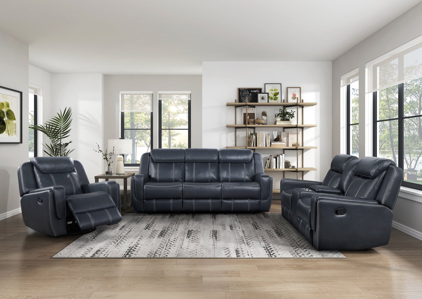 Littleton Blue Swivel Glider Reclining Chair - Ornate Home