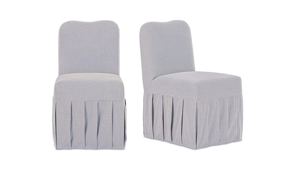 Liv Navy Stripe Slipcover Dining Chair (Set of 2) - Ornate Home