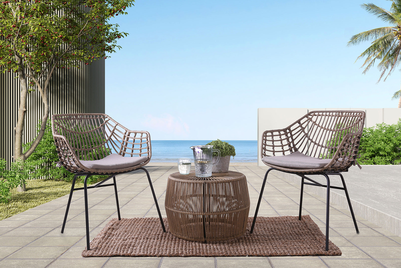 Livana Natural Patio Chair (Set of 2) - Ornate Home