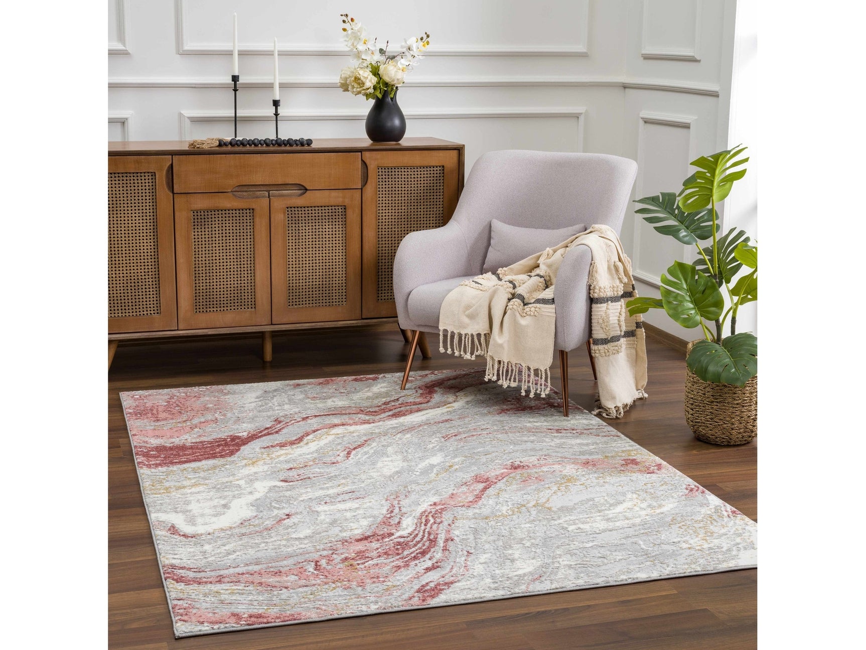 Lively Marble Pink Area Rug - Ornate Home