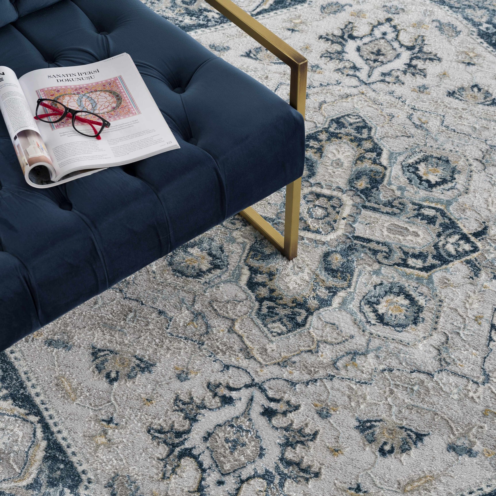 Liverpool Blue Area Rug - Clearance - Ornate Home