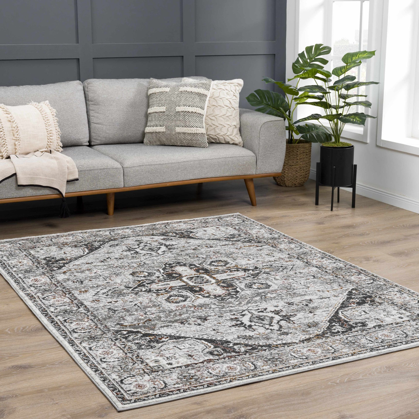 Liverpool Dark Gray Area Rug - Clearance - Ornate Home