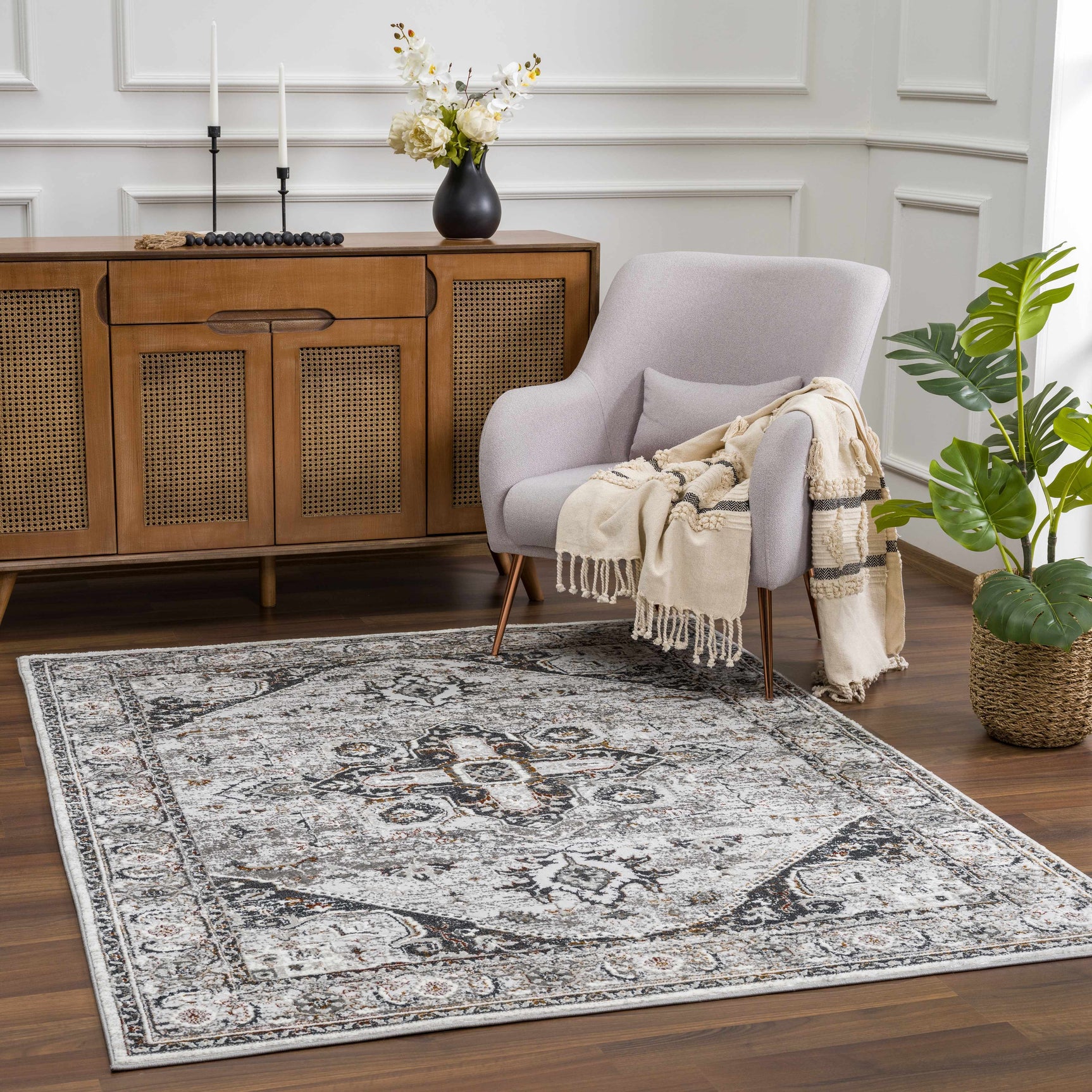 Liverpool Dark Gray Area Rug - Clearance - Ornate Home