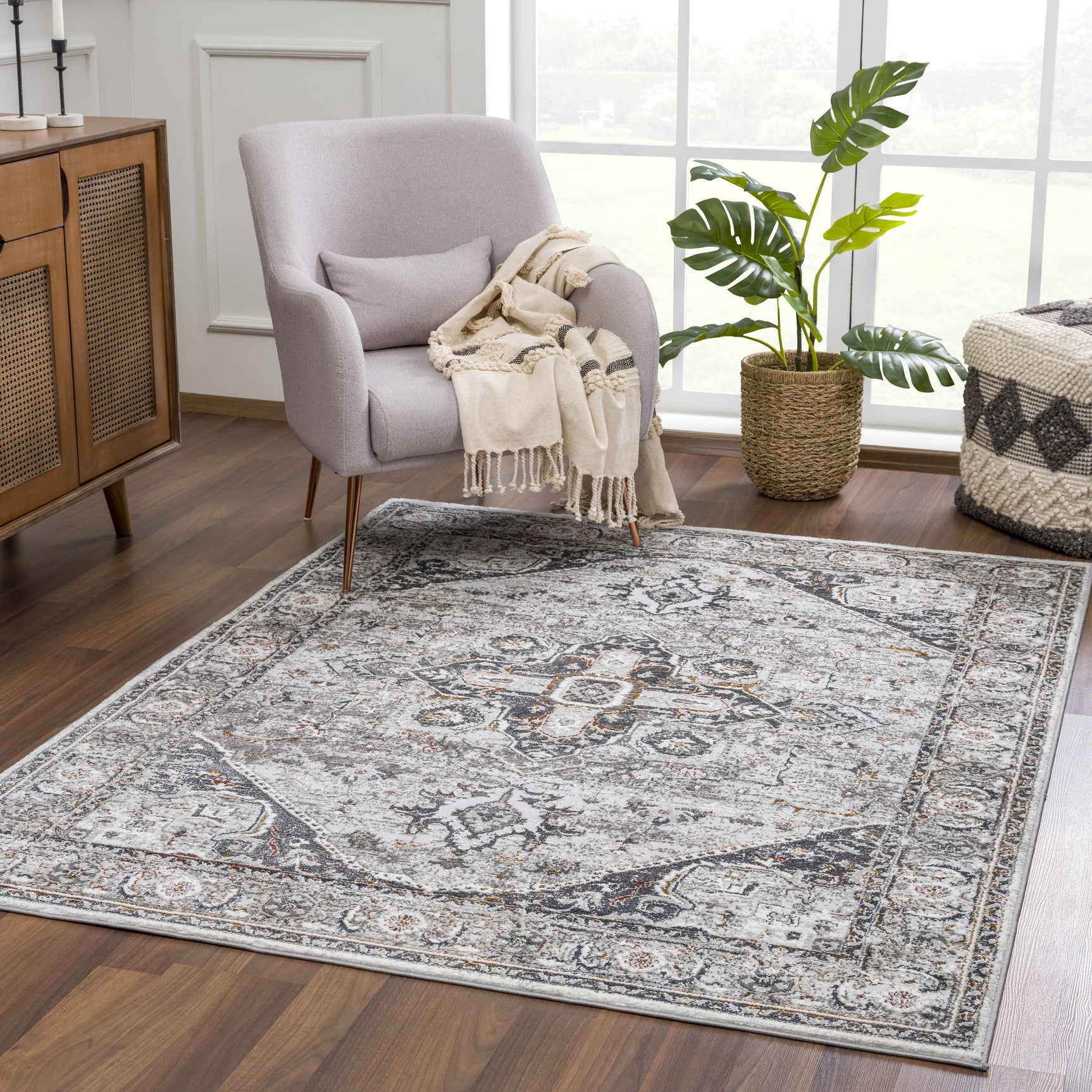 Liverpool Dark Gray Area Rug - Clearance - Ornate Home
