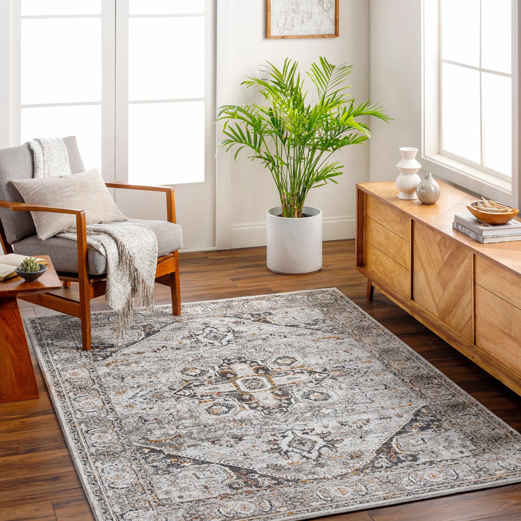 Liverpool Dark Gray Area Rug - Clearance - Ornate Home