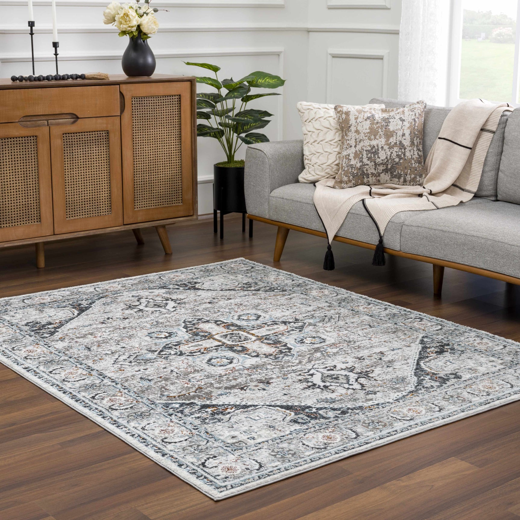 Liverpool Gray & Blue Area Rug - Clearance - Ornate Home