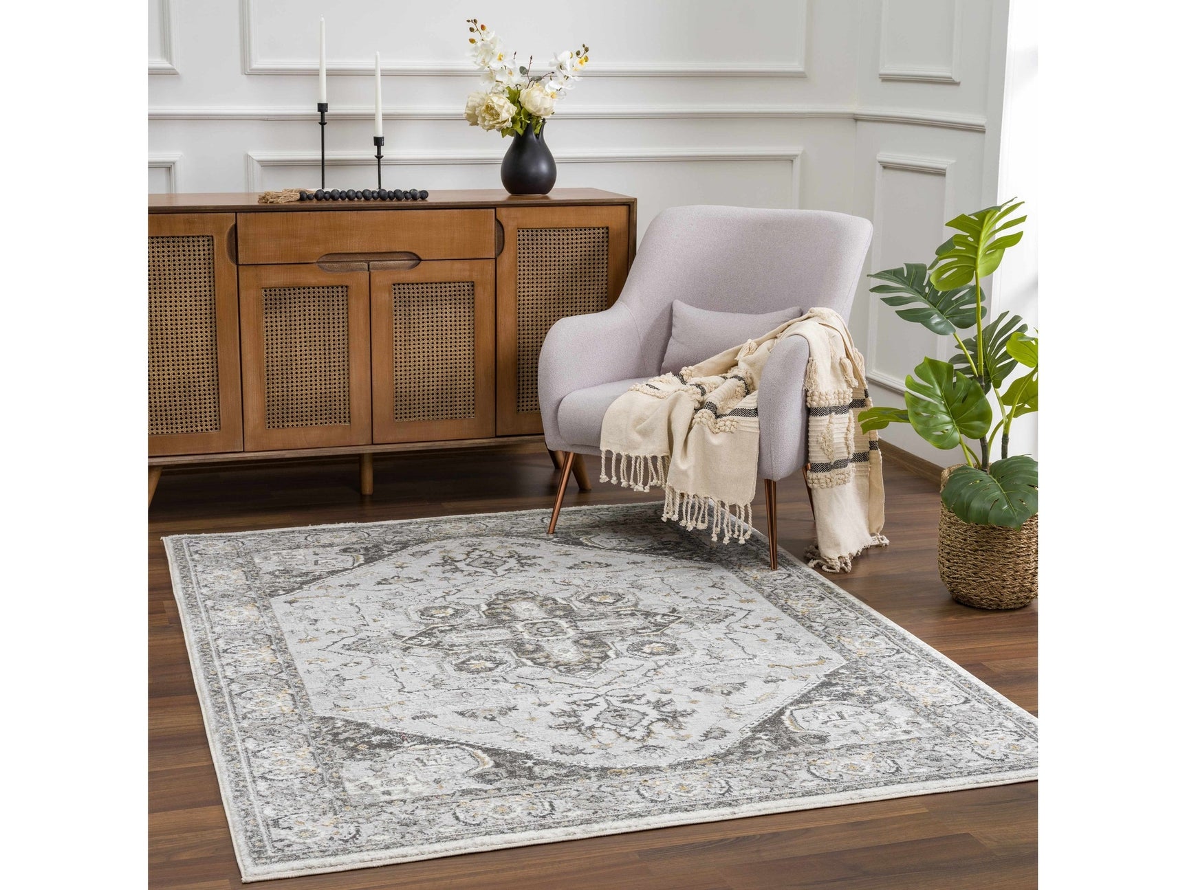 Liverpool Light Gray Area Rug - Clearance - Ornate Home