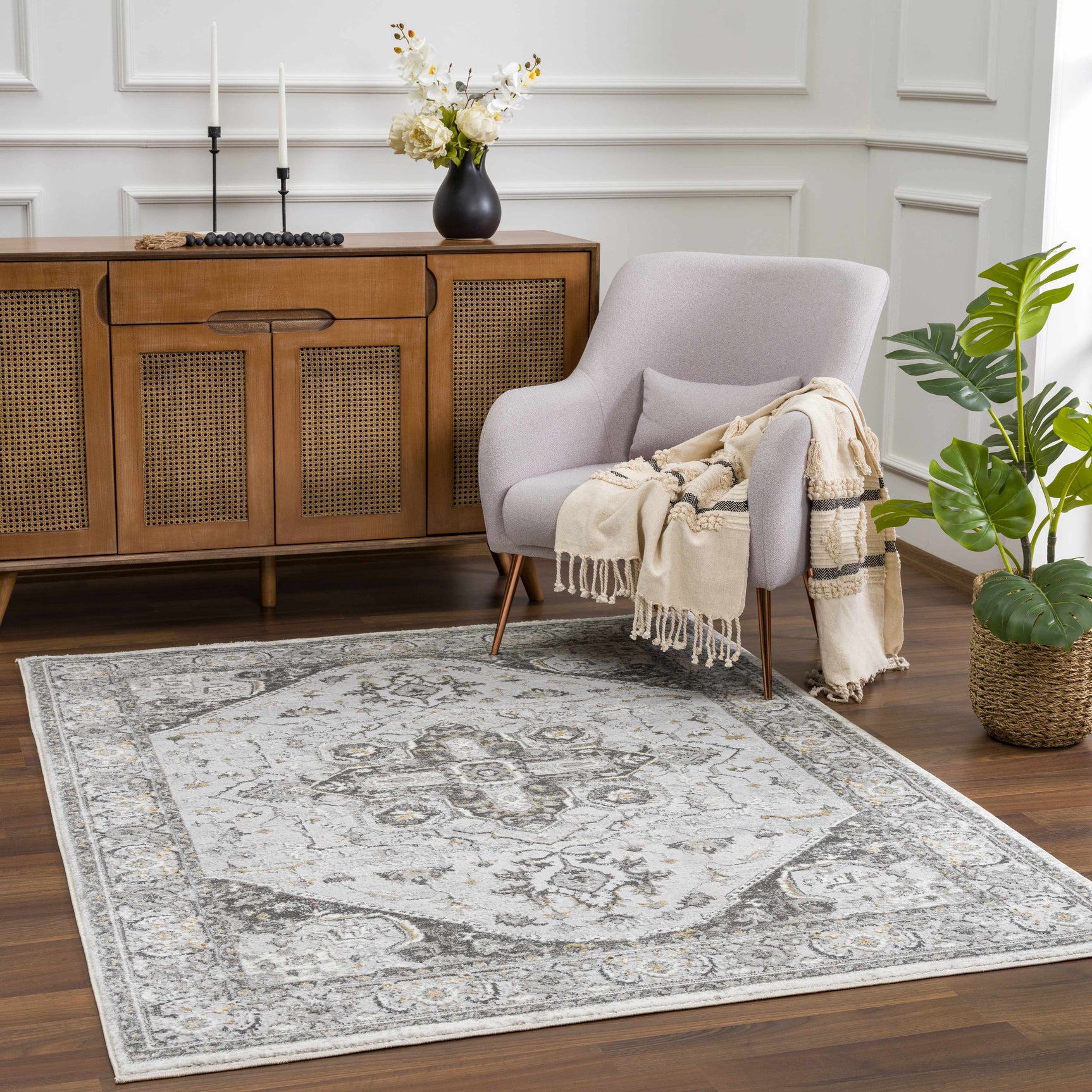 Liverpool Light Gray Area Rug - Clearance - Ornate Home