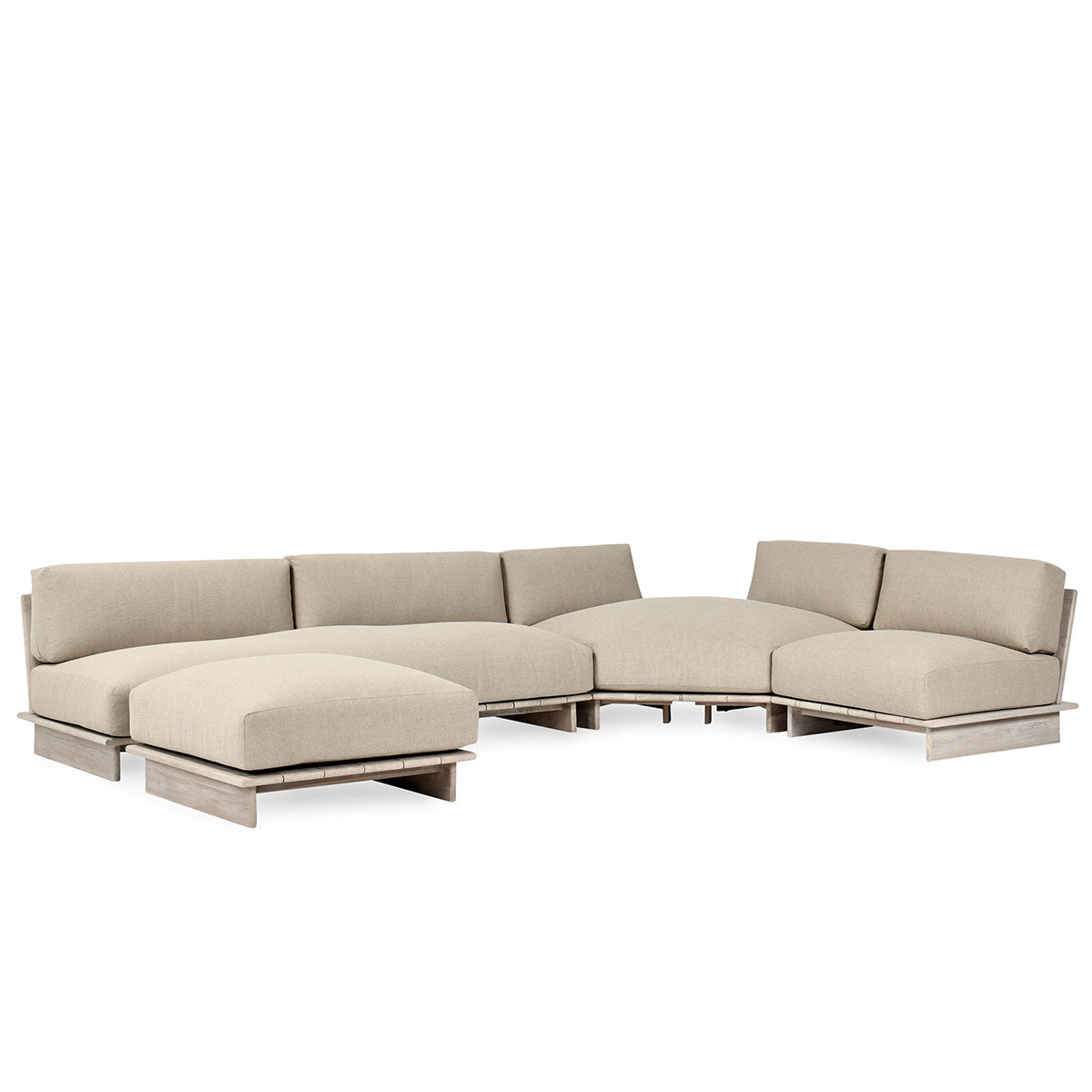 Livia Teak Taupe 3Pc Outdoor Sectional Sofa - Ornate Home