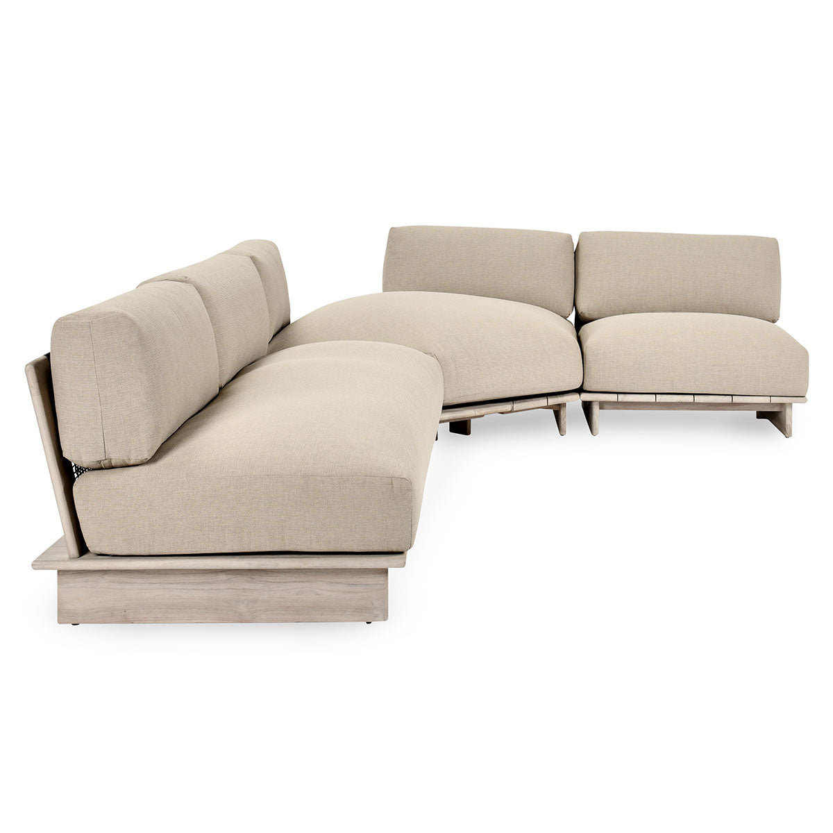 Livia Teak Taupe 3Pc Outdoor Sectional Sofa - Ornate Home