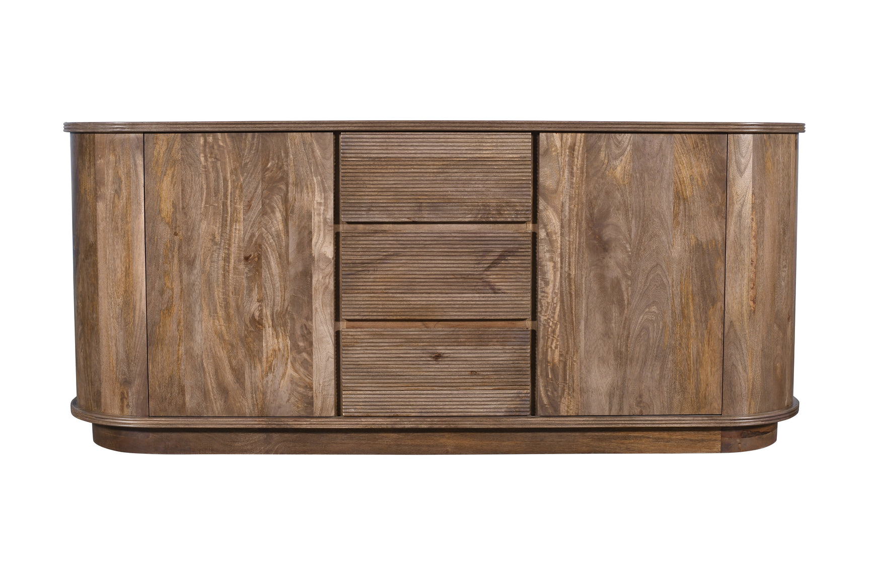 Liyana Solid Wood Three Drawer Two Door Sideboard in Natural Tan - Ornate Home