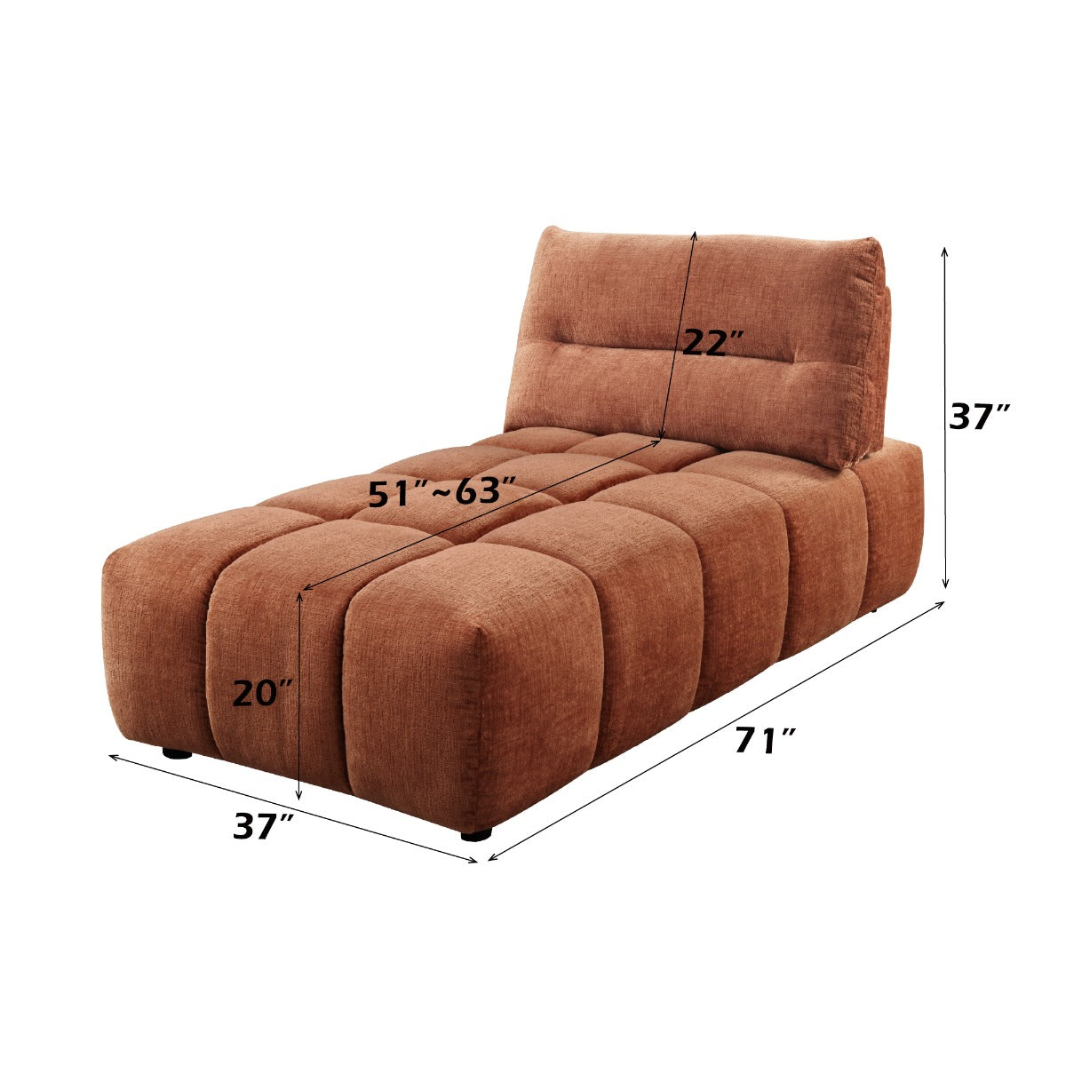 Loanna Coral Red Modular - Chaise - Ornate Home