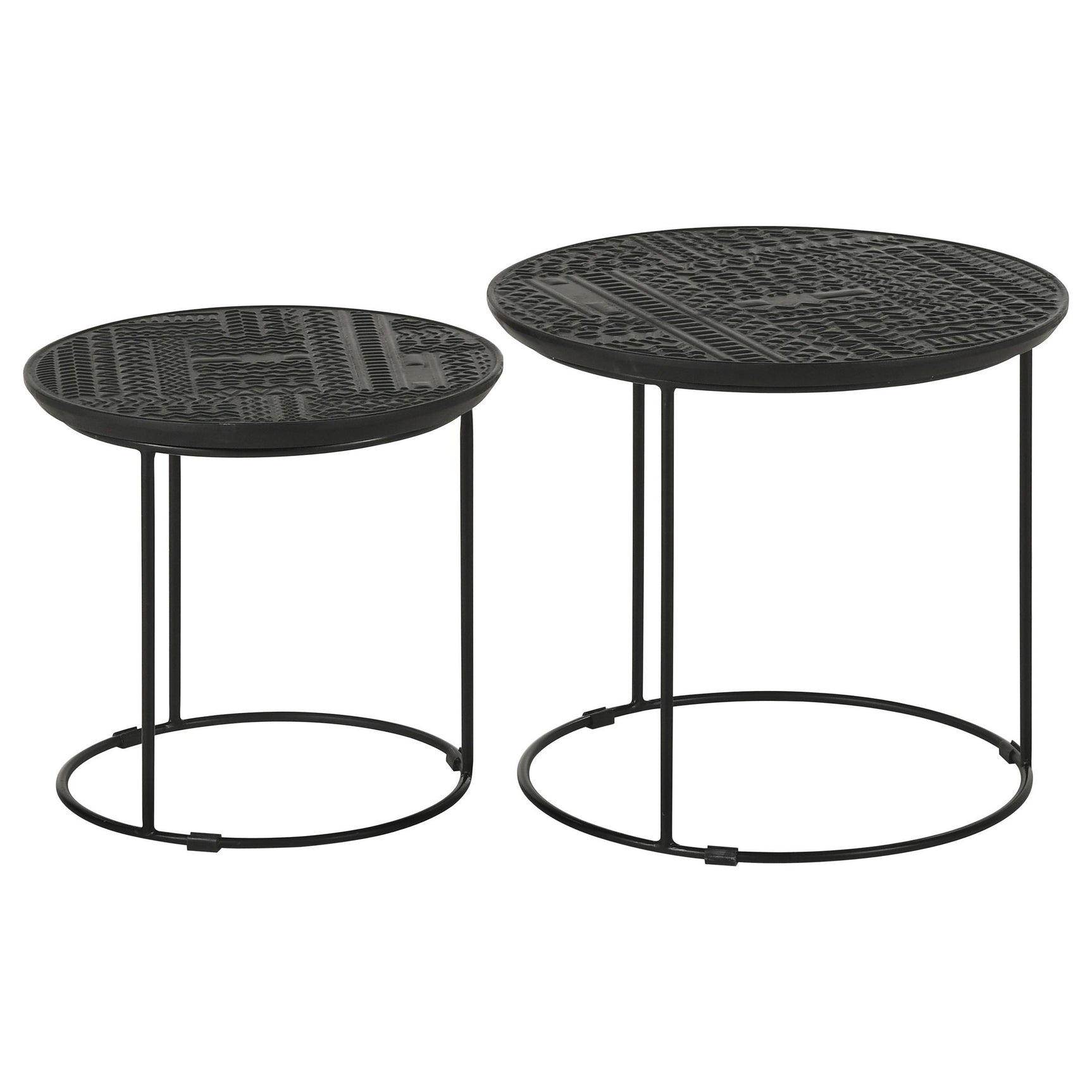 Loannis Matte Black 2-piece Round Mango Wood Nesting Table - Ornate Home