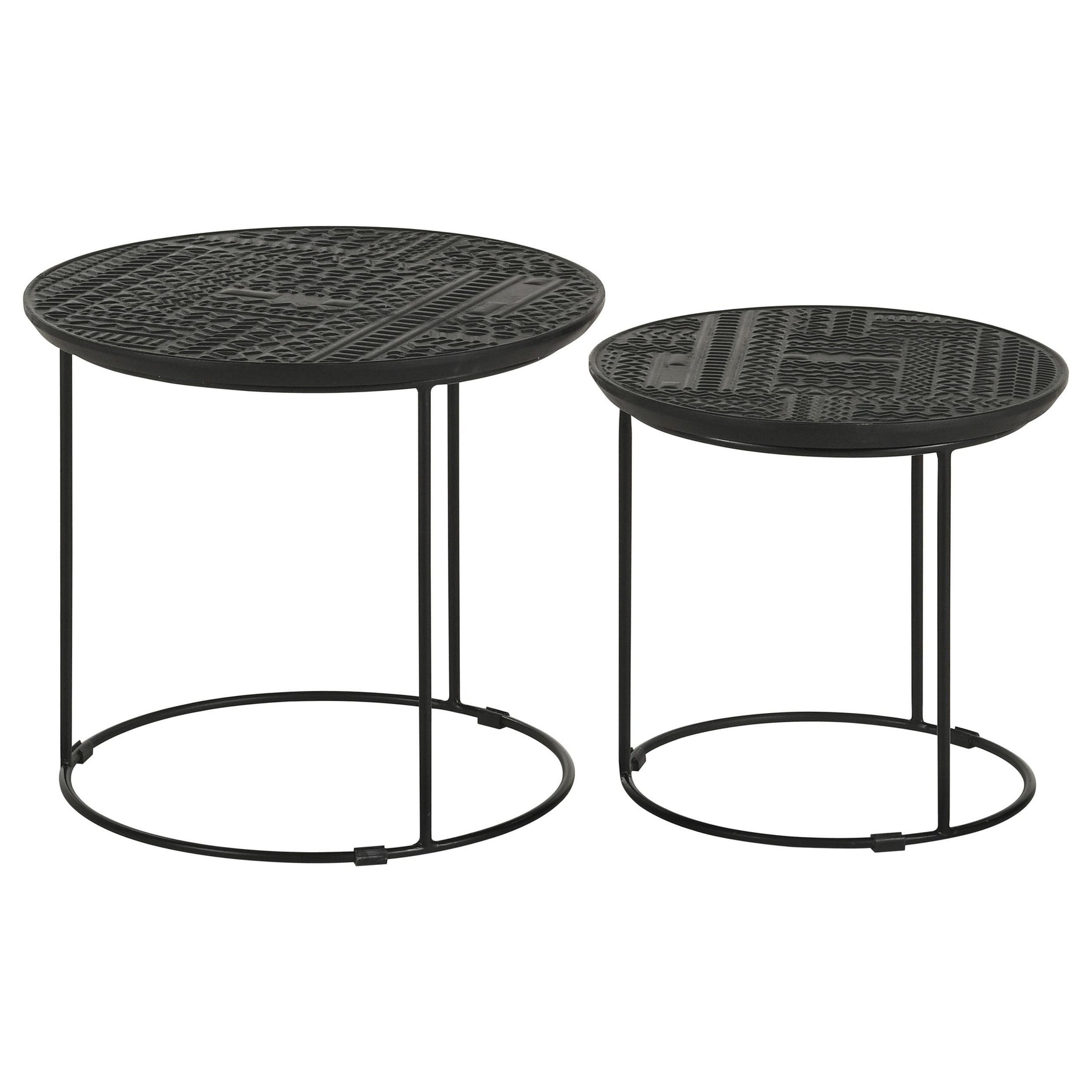 Loannis Matte Black 2-piece Round Mango Wood Nesting Table - Ornate Home