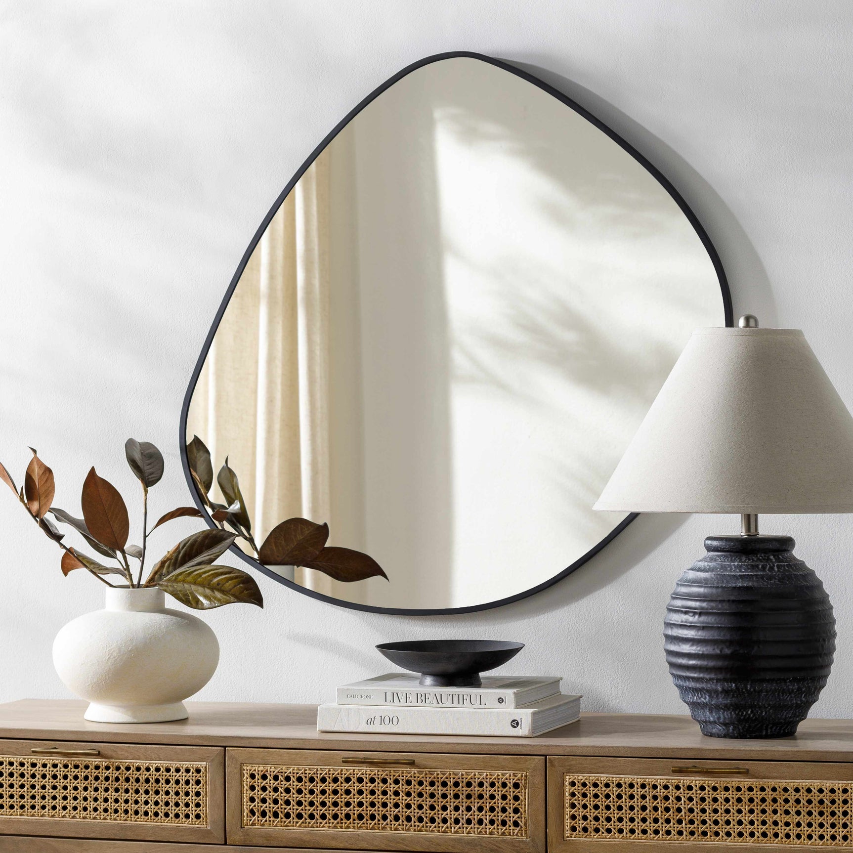 Lochovice Black Distressed Wood Mirror - Ornate Home