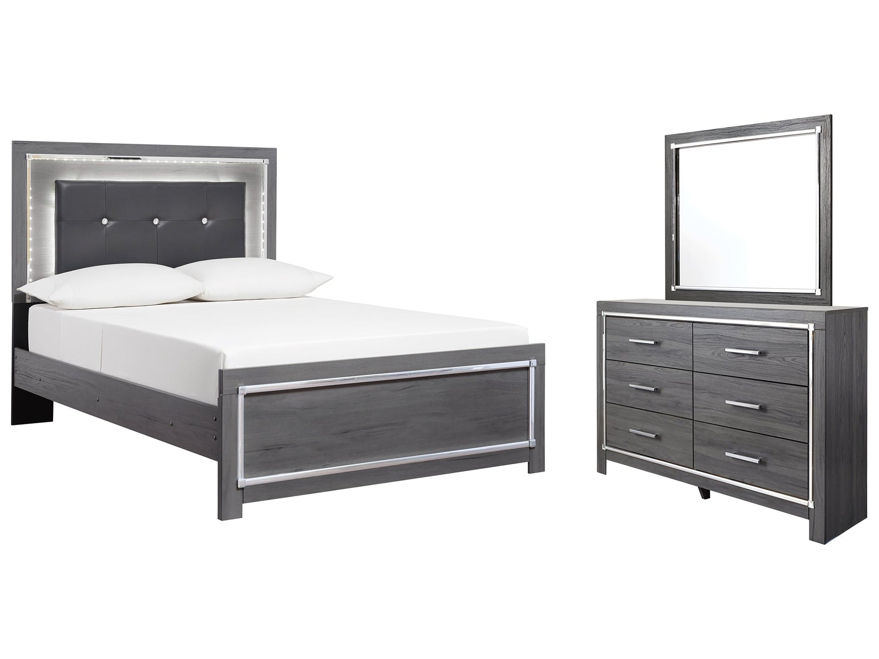 Lodanna Gray Full Panel Bedroom Set with Dresser and Mirror (Online Special Price) - Ornate Home