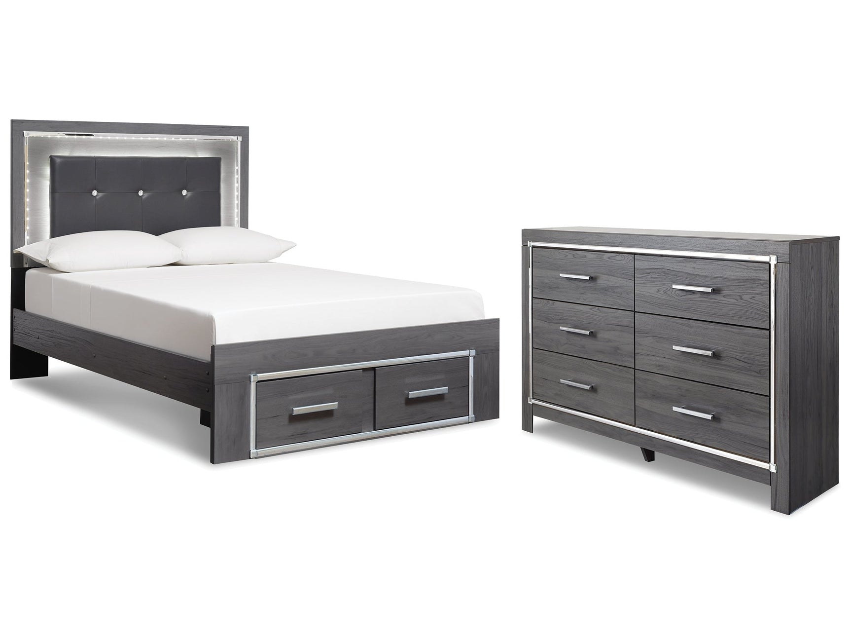 Lodanna Gray Full Panel Storage Bedroom Set with Dresser (Online Special Price) - Ornate Home