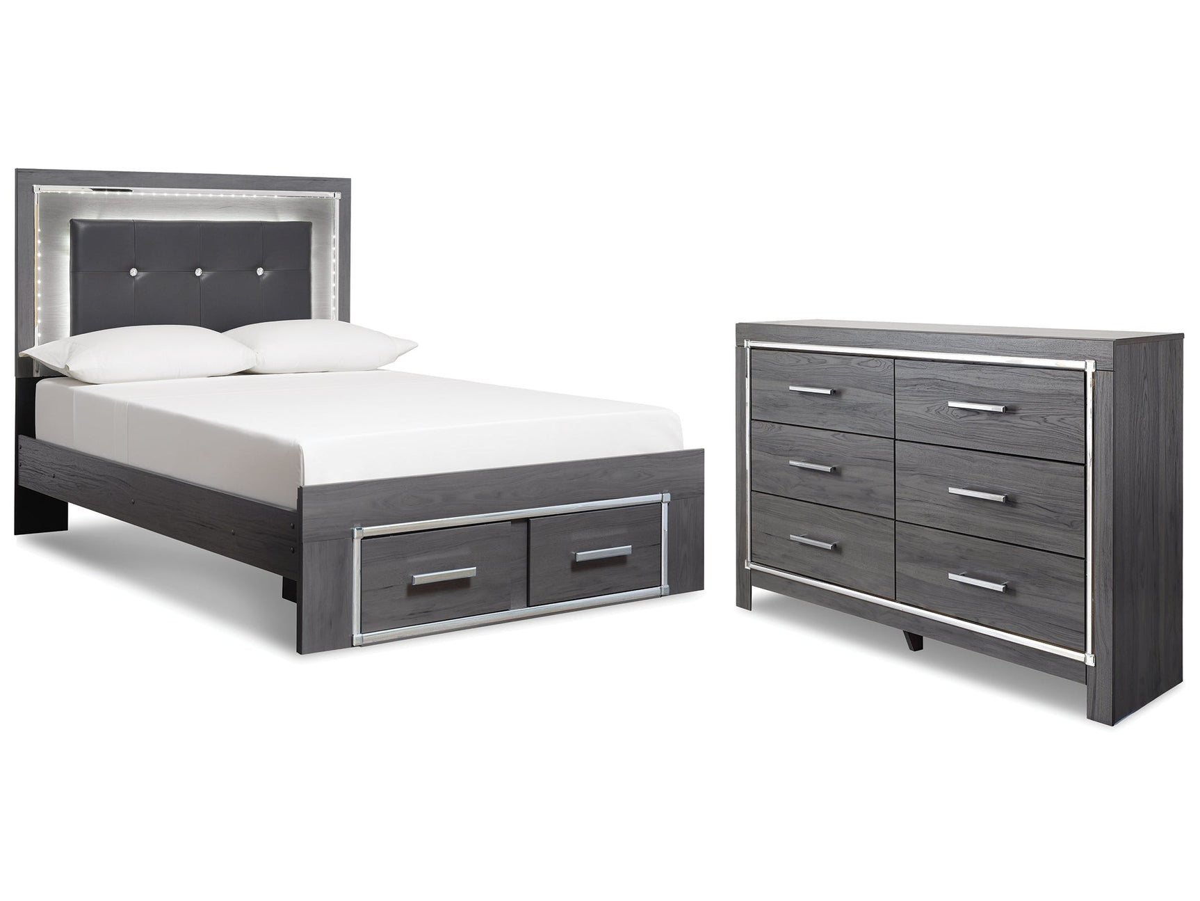 Lodanna Gray Full Panel Storage Bedroom Set with Dresser - Ornate Home