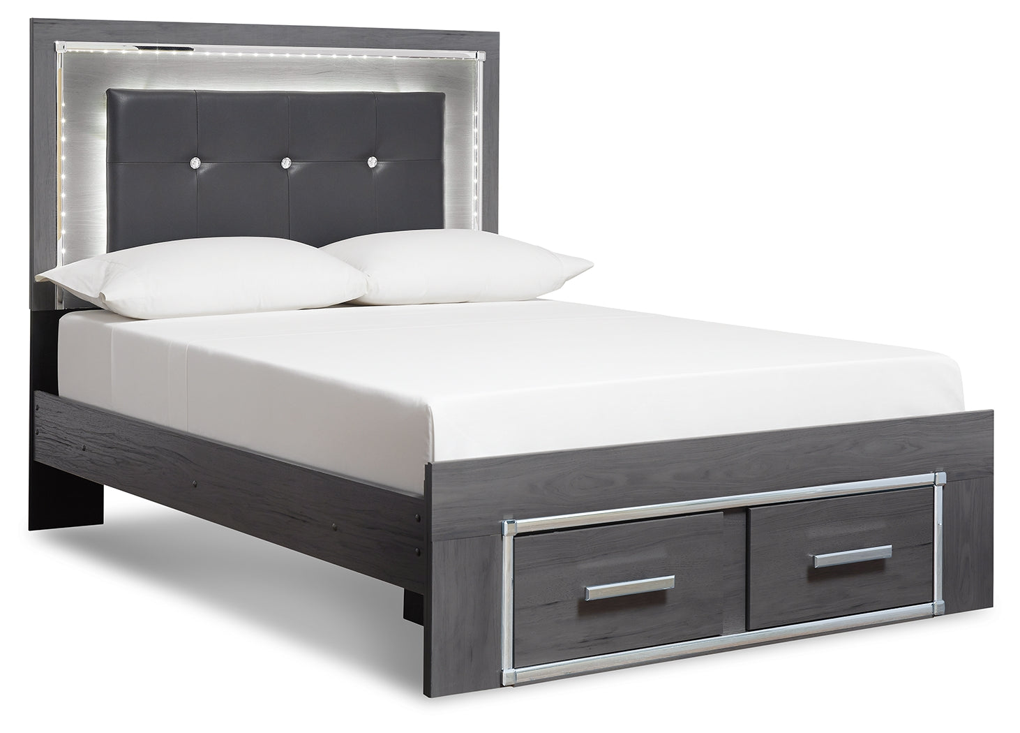 Lodanna Gray Full Upholstered Panel Storage Bed and Chest - Ornate Home