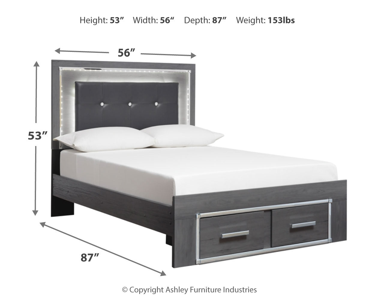 Lodanna Gray Full Upholstered Panel Storage Bedroom Set with Dresser, Mirror, and Nightstand (Online Special Price) - Ornate Home