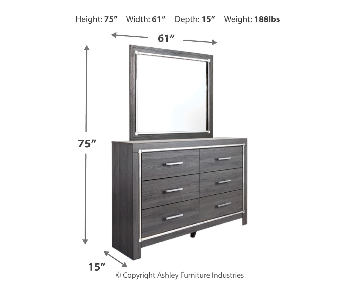 Lodanna Gray King/Cal King Panel Headboard, Dresser, Mirror and 2 Nightstands (Online Special Price) - Ornate Home