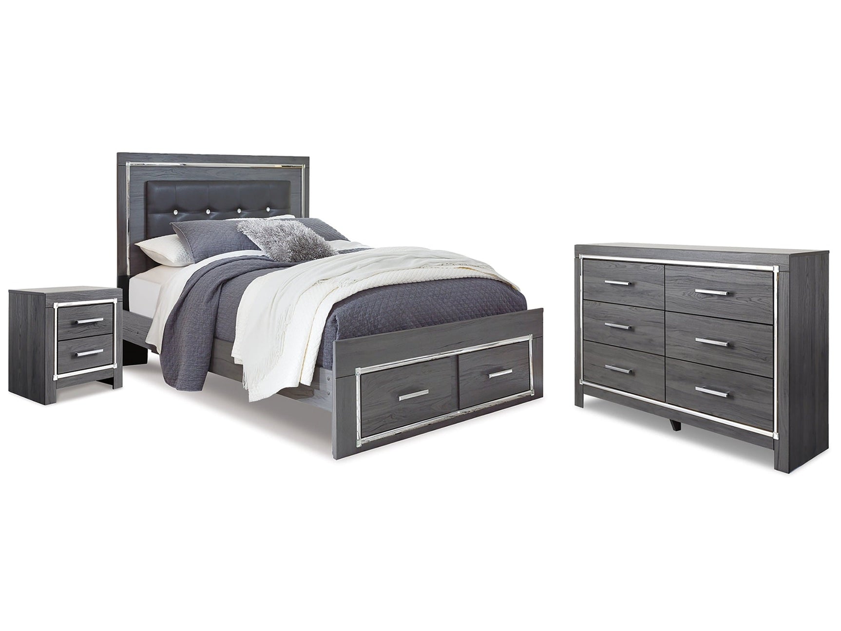 Lodanna Gray Queen Storage Bedroom Set with Dresser and Nightstand (Online Special Price) - Ornate Home