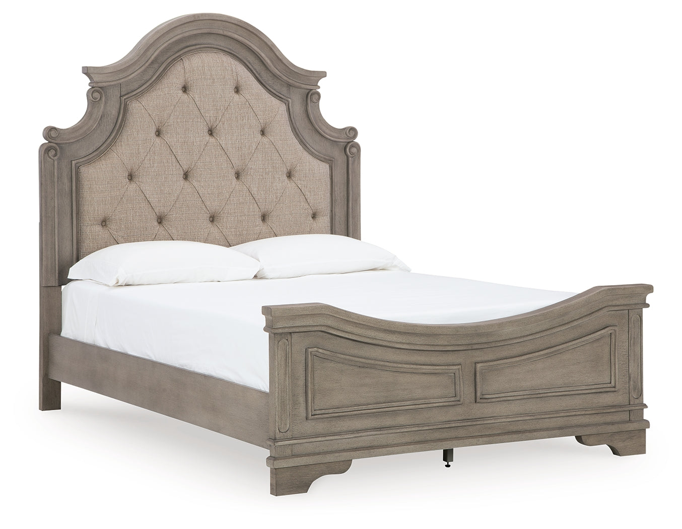 Lodenbay Antique Gray/Brown Queen Upholstered Panel Bedroom Set with Dresser and Nightstand - Ornate Home