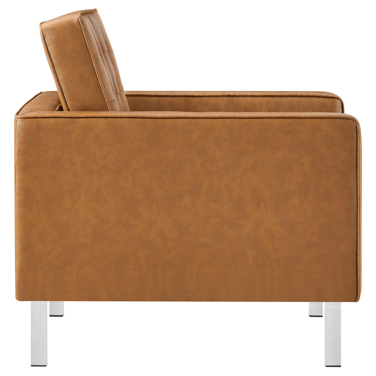 Loft Silver/Tan Tufted Vegan Leather Armchair - Ornate Home